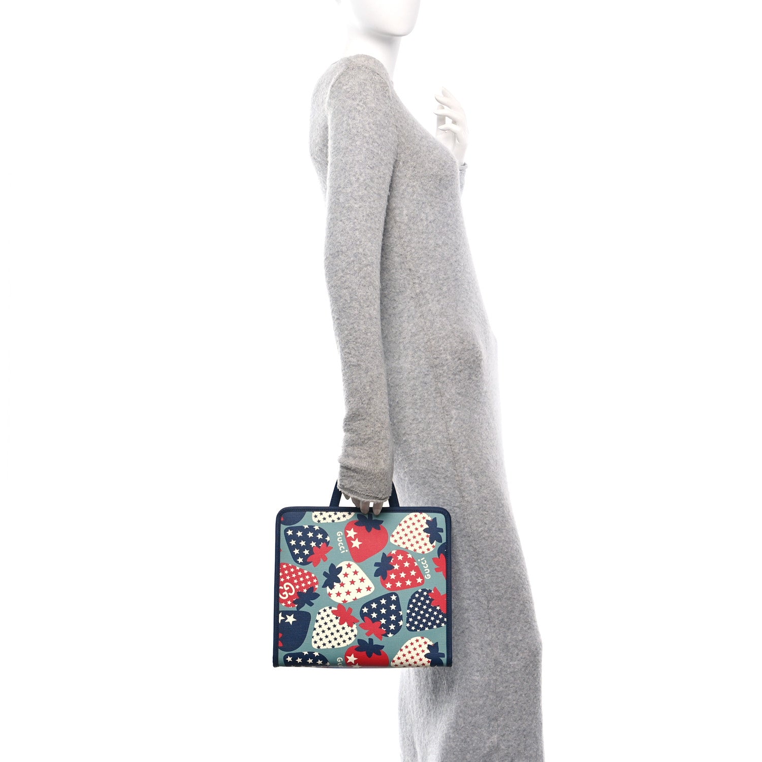 Gucci Coated Canvas Strawberry Stars Childrens Tote Red White Blue 2 of 10