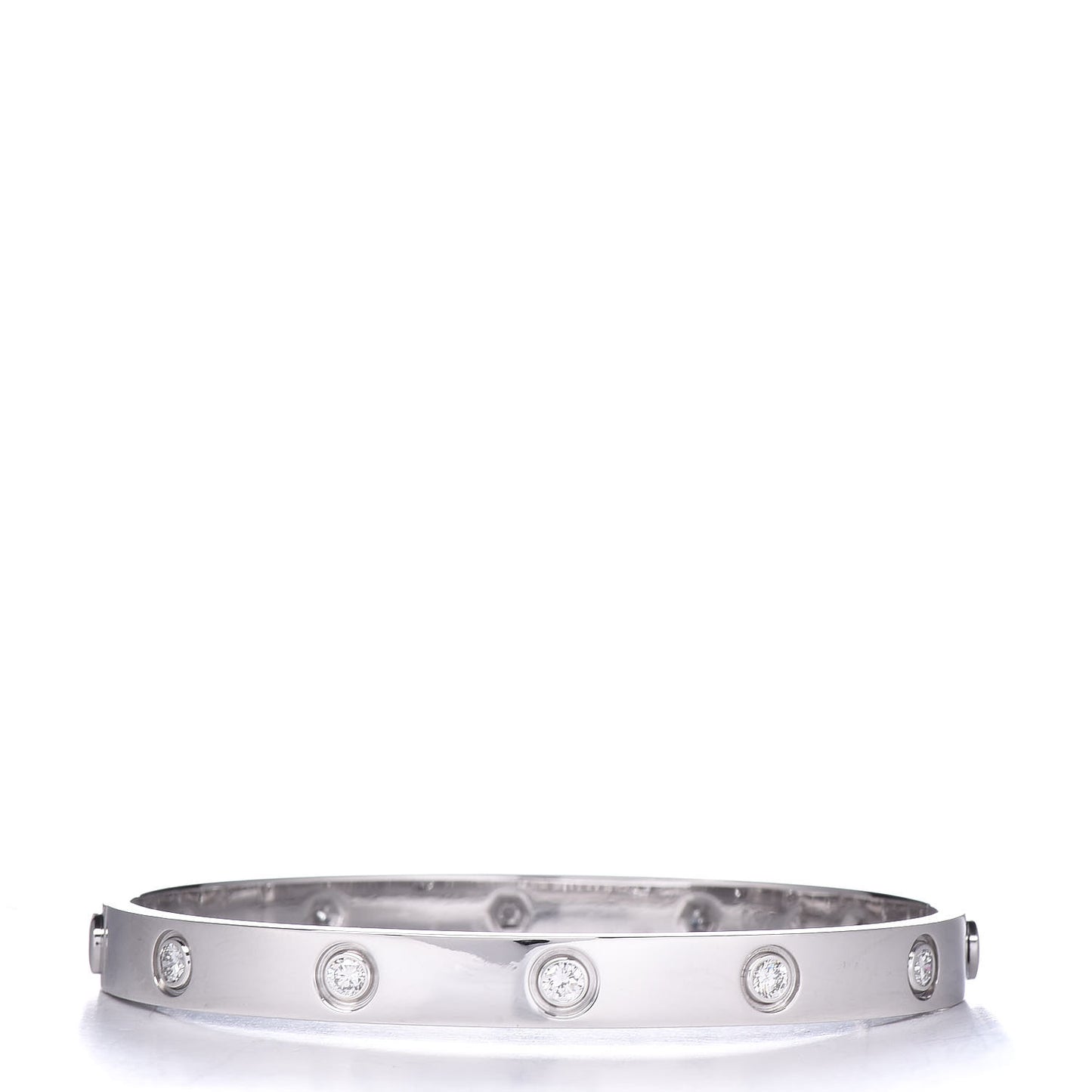18K White Gold 10 Diamond LOVE Bracelet 17