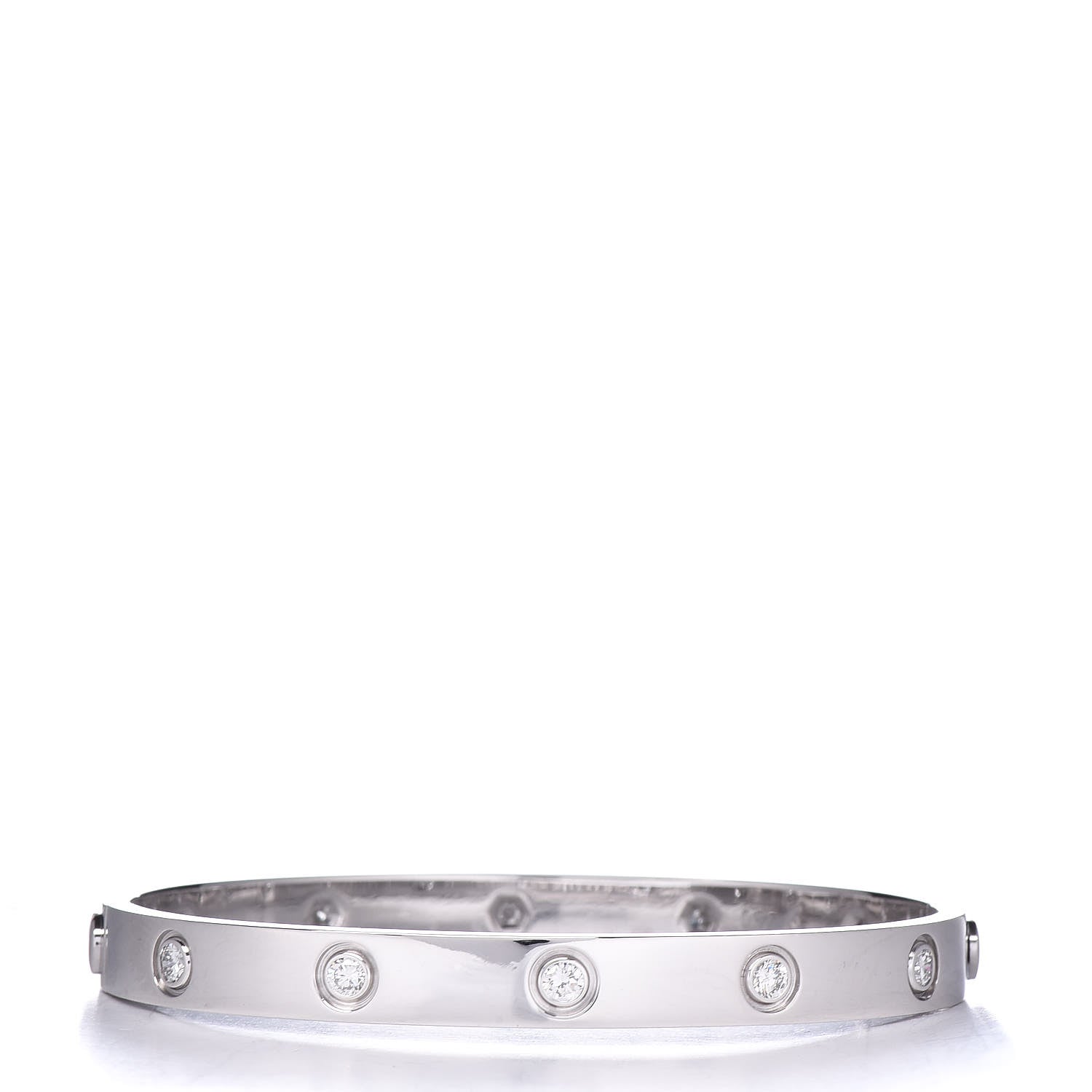 Cartier 18K White Gold 10 Diamond LOVE Bracelet 17 3 of 6