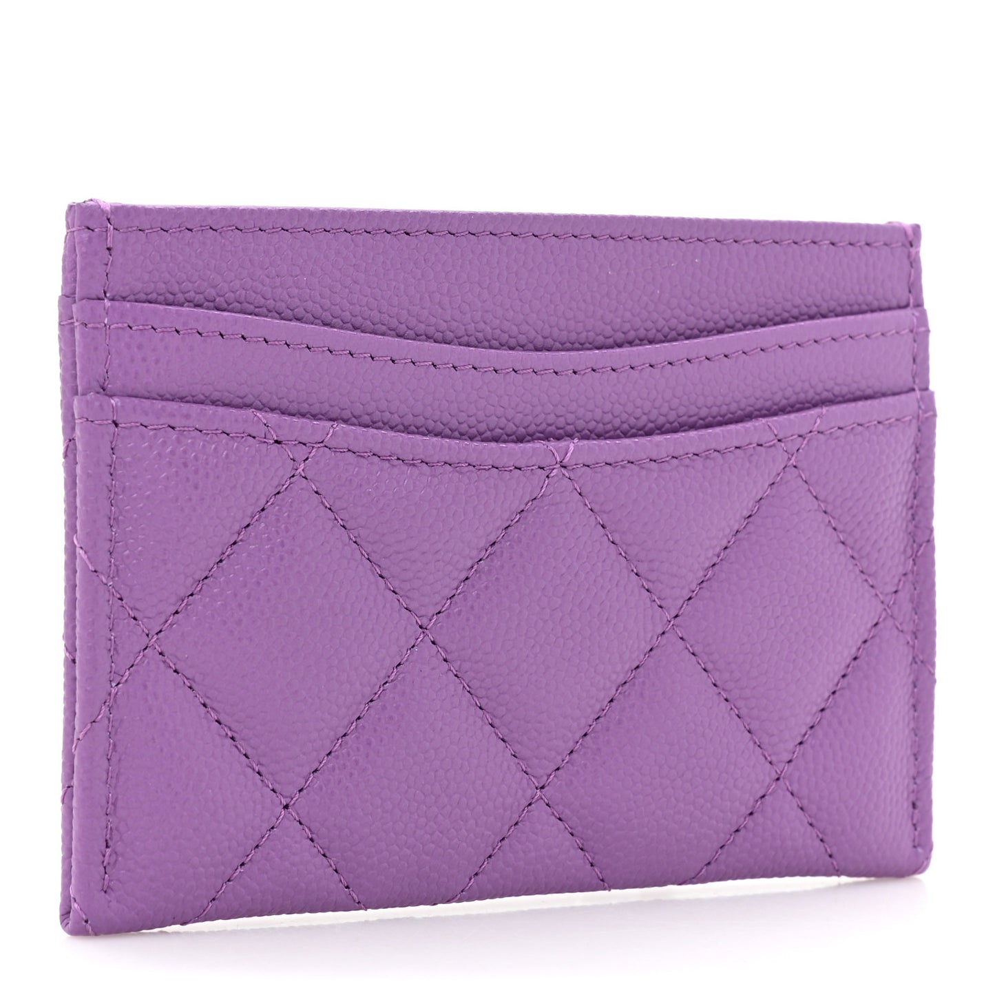 Caviar Quilted Card Holder Purple