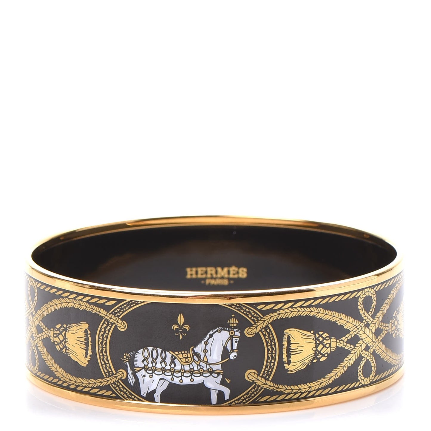 Enamel Printed Wide Grand Apparat Bracelet 70 Black