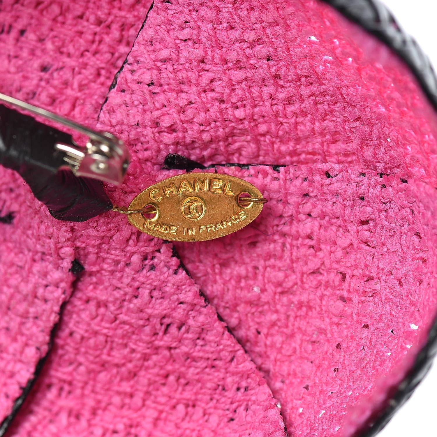 Chanel Tweed Camellia Brooch Pink 4 of 4