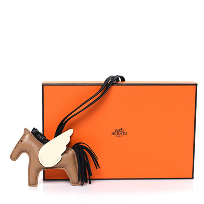 Hermes Milo Lambskin Grigri Rodeo Pegase Horse Bag Charm PM Sesame Black Nata 5 of 5