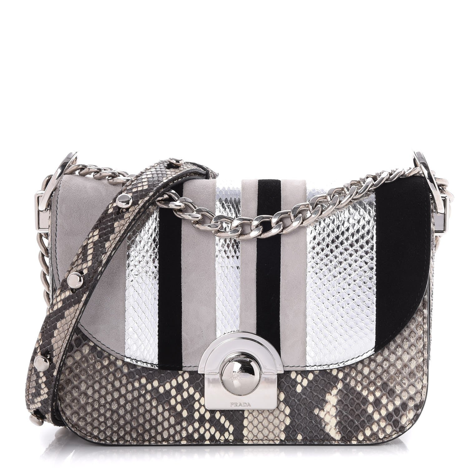 Prada Metallic Ayers Suede Arcade Crossbody Bag Roccia Nube Black 1 of 8