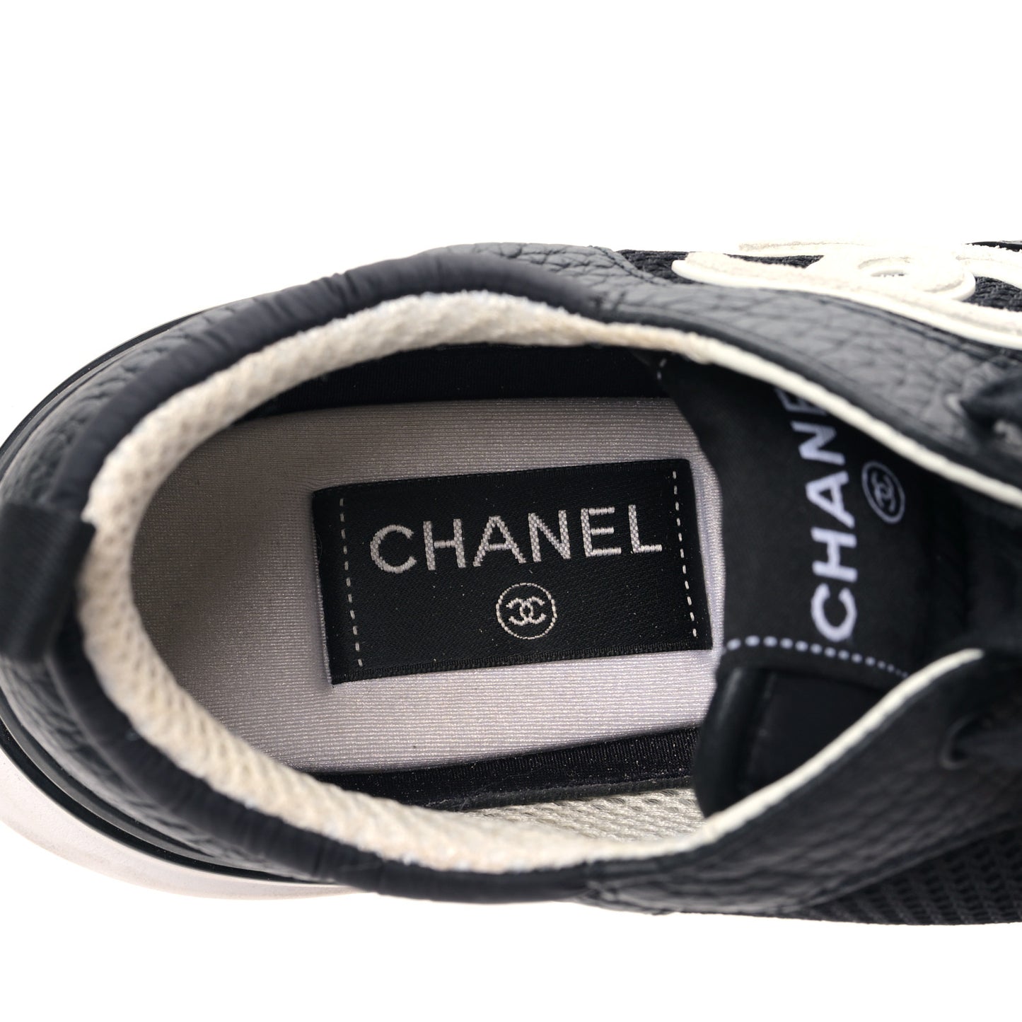 Calfskin Mesh Lycra Suede Womens Logo Sneakers 38.5 Black