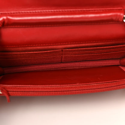Chanel Lambskin Quilted Wallet On Chain WOC Red 4 of 9