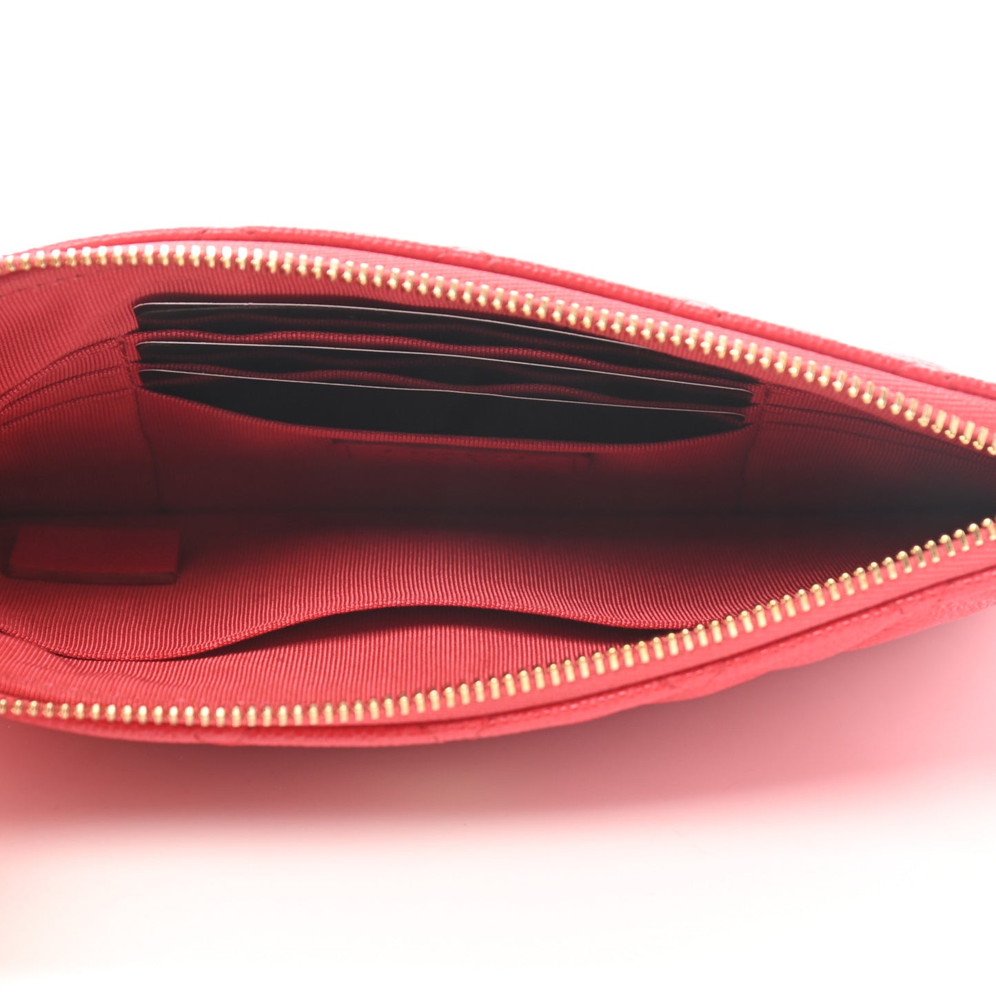 Shiny Caviar Quilted Cosmetic Case Red