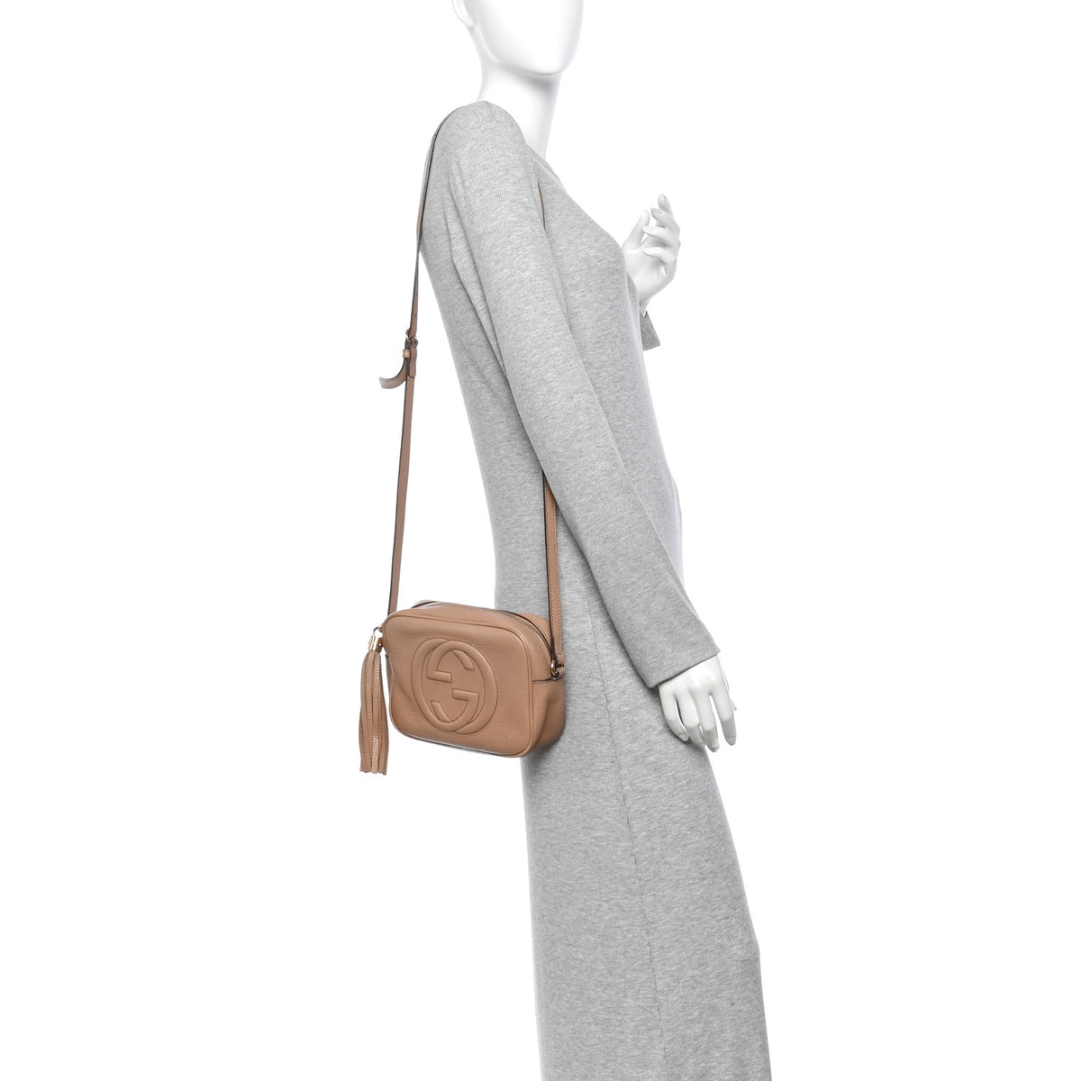 Pebbled Calfskin Small Soho Disco Bag Rose Beige