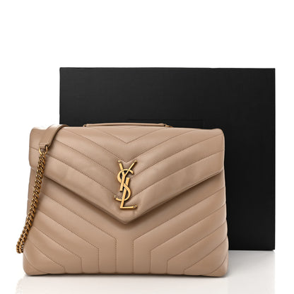 Saint Laurent Calfskin Y Quilted Monogram Medium Loulou Chain Satchel Dark Beige 13 of 13