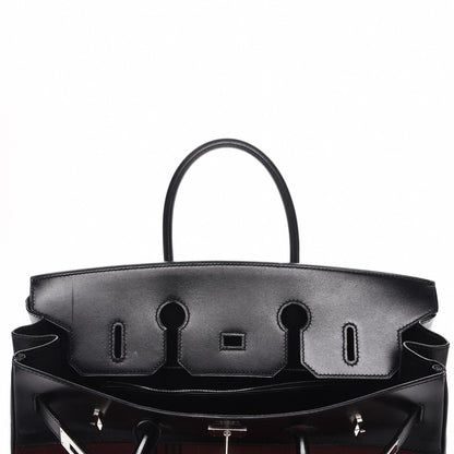 Hermes Toile Box Potamus Birkin 35 Black Rouge H 8 of 24