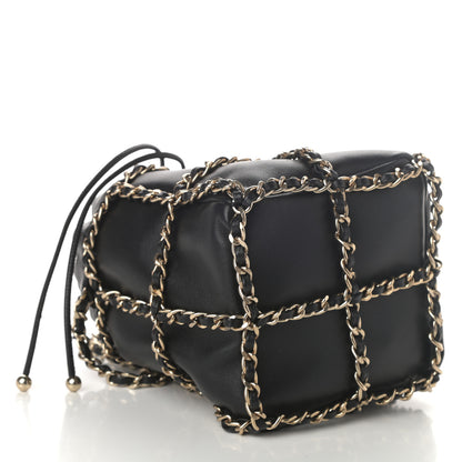 Chanel Lambskin Bucket Chain Drawstring Bag Black 4 of 10