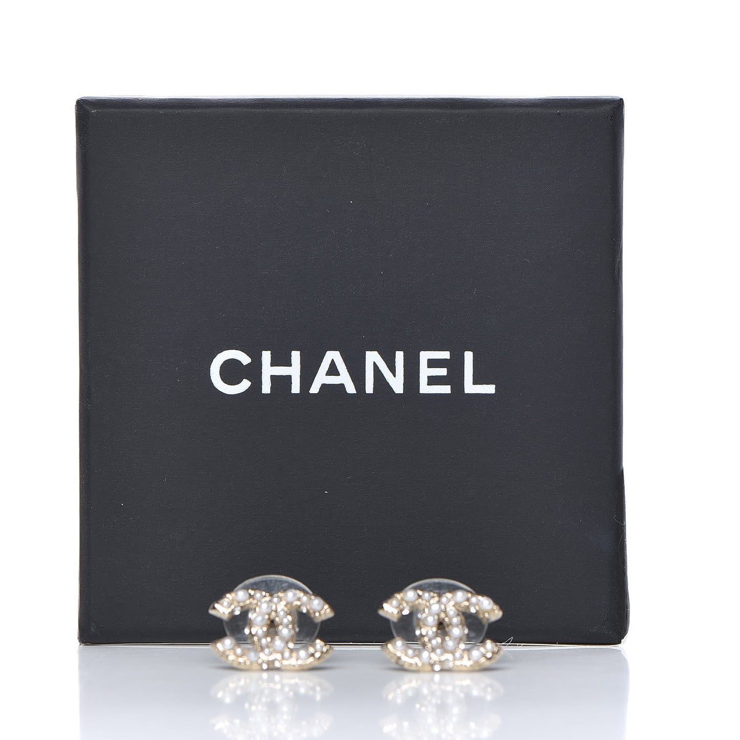 Pearl Crystal CC Earrings Light Gold