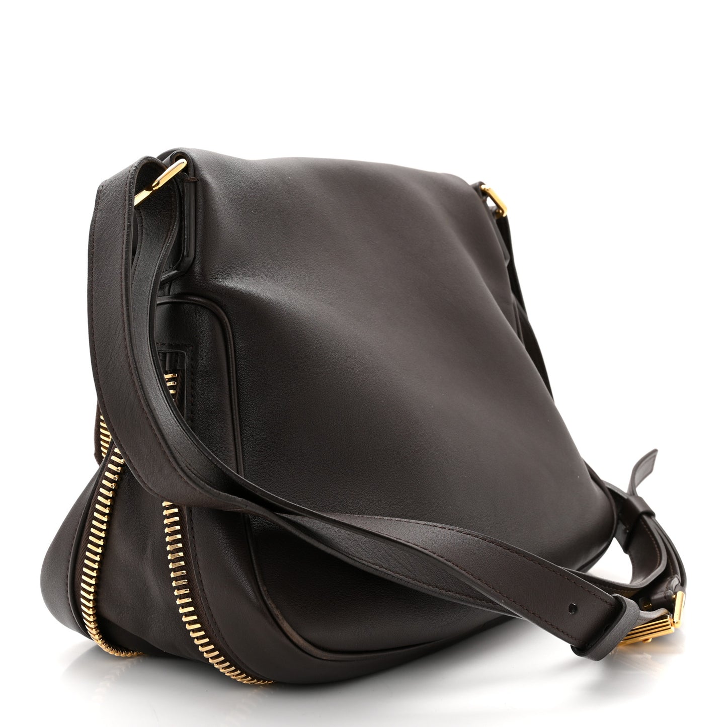Grained Calfskin Medium Jennifer Crossbody Bag Brown