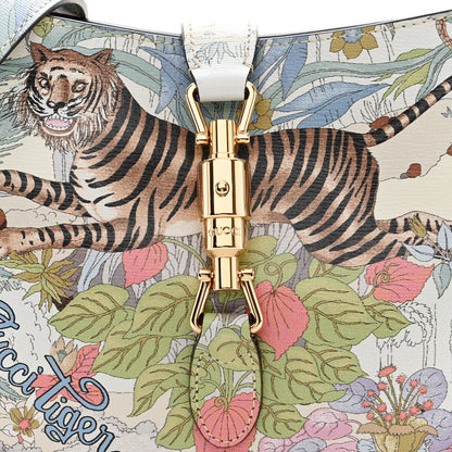 Gucci New Shangai Calfskin Tiger Savanah Small Jackie 1961 Hobo Chalky White Multicolor 8 of 10