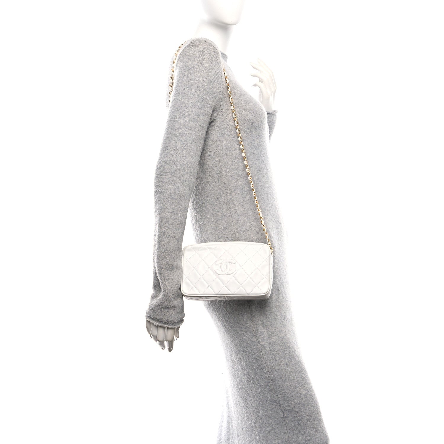 Chanel Lambskin Quilted Tassel Camera Case White 2 of 11