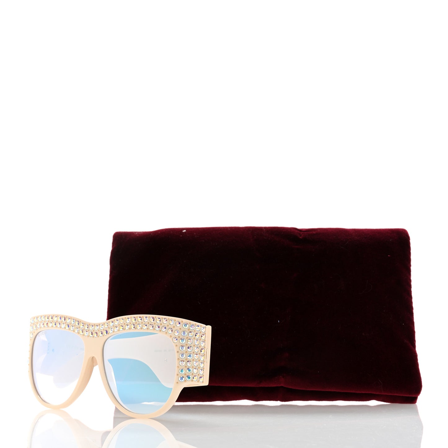 Acetate Crystal Oversize Hollywood Forever Sunglasses GG0144S Ivory