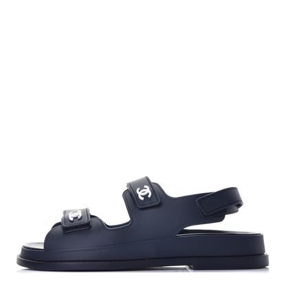 Chanel Rubber CC Dad Sandals 39 Navy 1 of 10