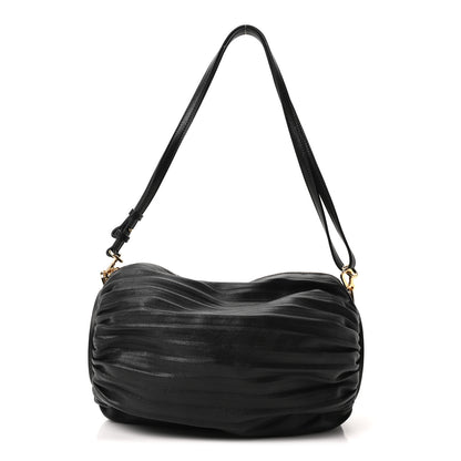 Loewe Lambskin Pleated Bracelet Pouch Shoulder Bag Black 1 of 9