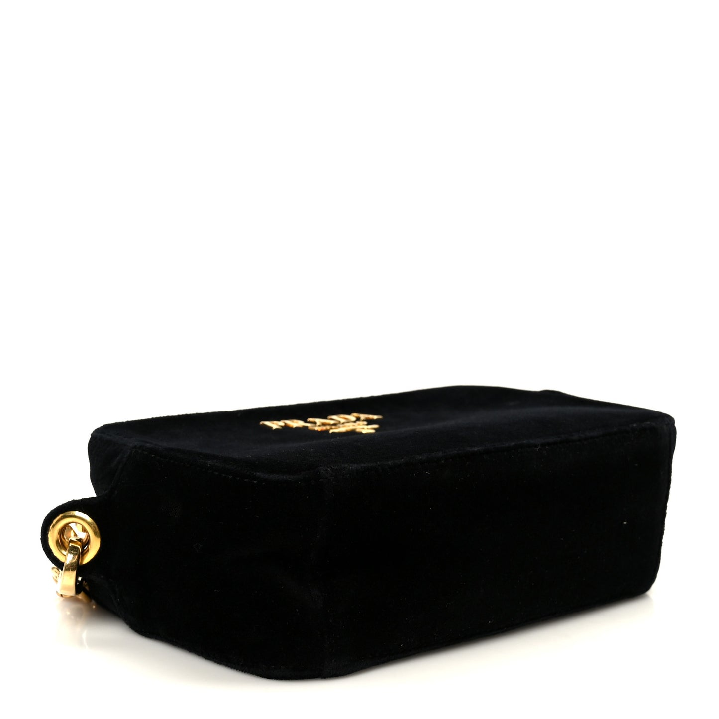 Velluto Zip Top Chain Shoulder Bag Black