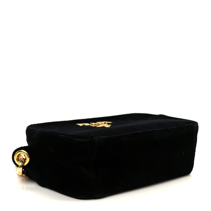 Prada Velluto Zip Top Chain Shoulder Bag Black 4 of 10
