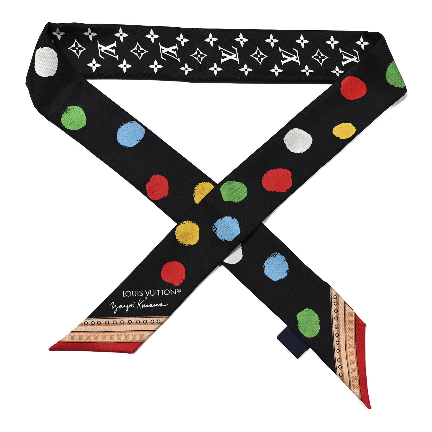 Louis Vuitton LV x YK Kusama Painted Dots Scarf Black Multicolor 1 of 3
