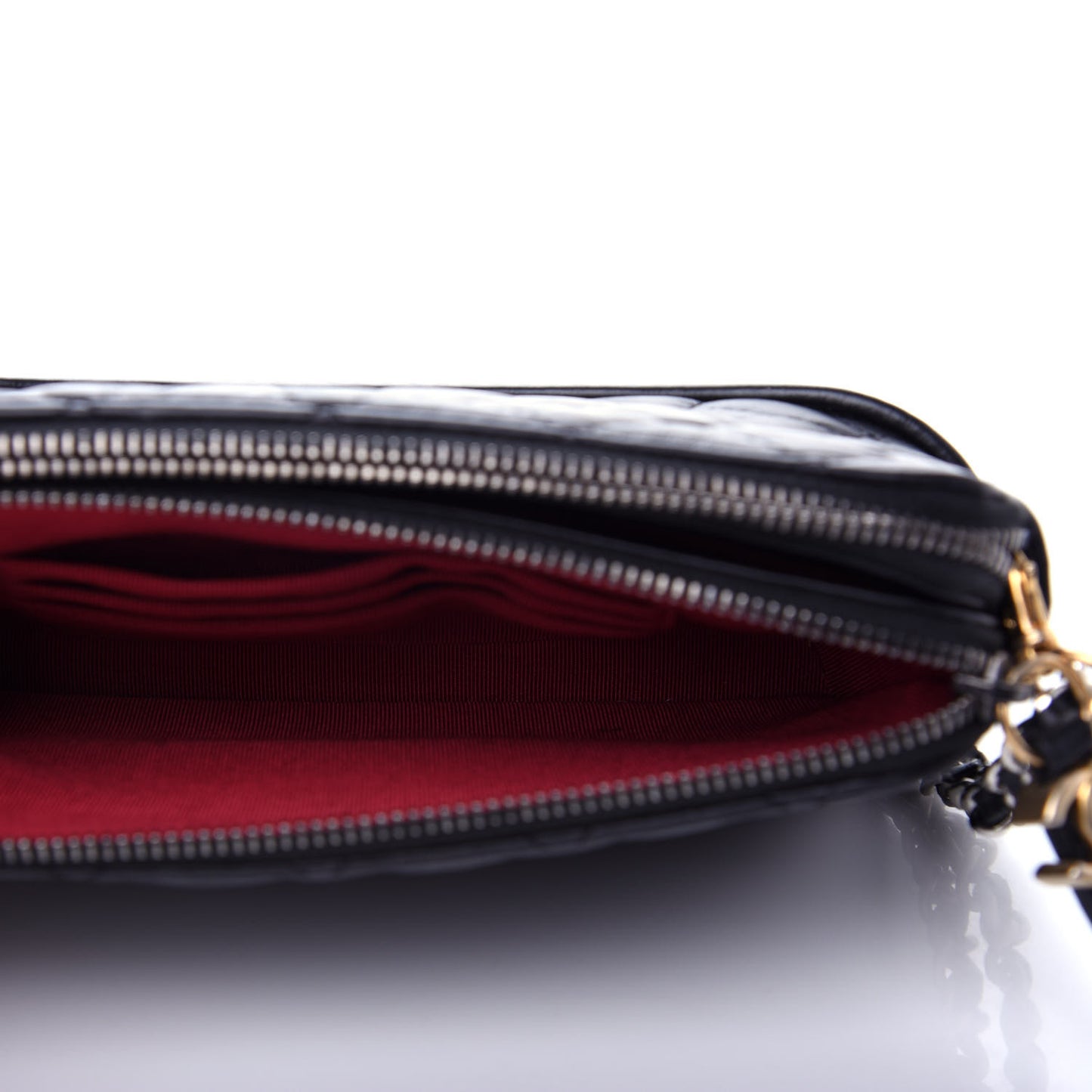 Aged Calfskin Quilted Small Gabrielle Clutch With Chain Black