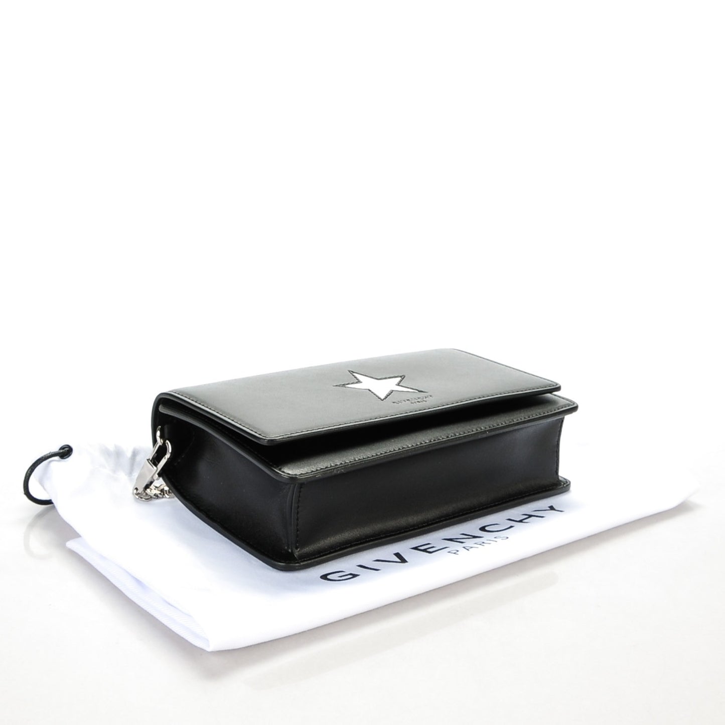 Calfskin Star Pandora Chain Wallet Black