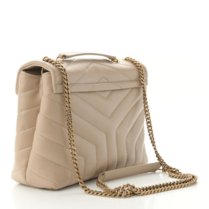 Saint Laurent Calfskin Y Quilted Monogram Small Loulou Chain Satchel Dark Beige 3 of 12