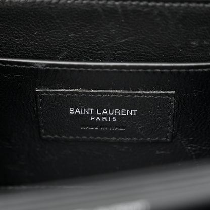 Saint Laurent Box Calfskin Monogram Medium Solferino Satchel Black 6 of 10