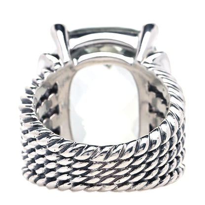 David Yurman Sterling Silver Diamond Prasiolite 20mm Wheaton Ring 52 6 3 of 4