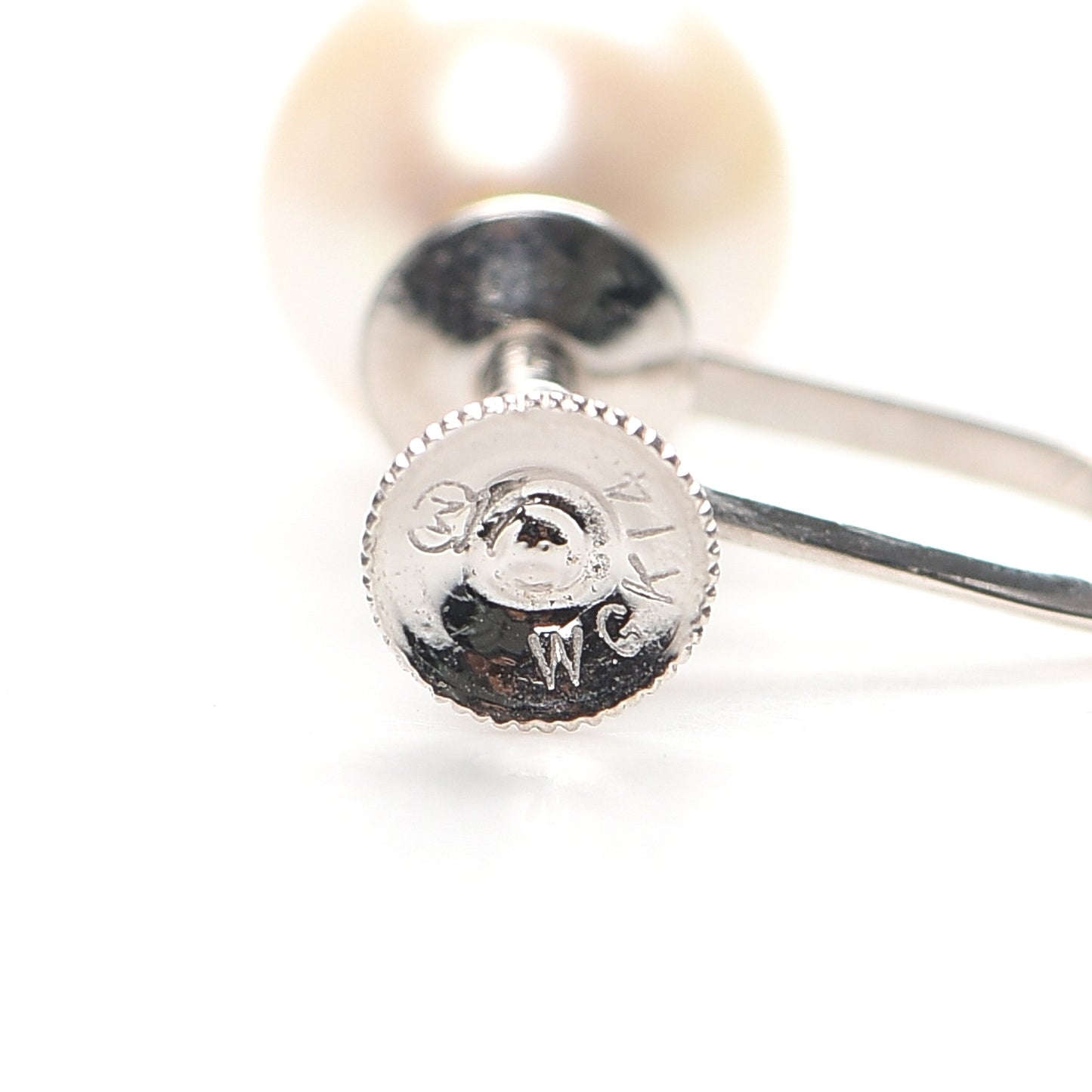 14K White Gold Akoya Pearl 8mm Screw Back Earrings