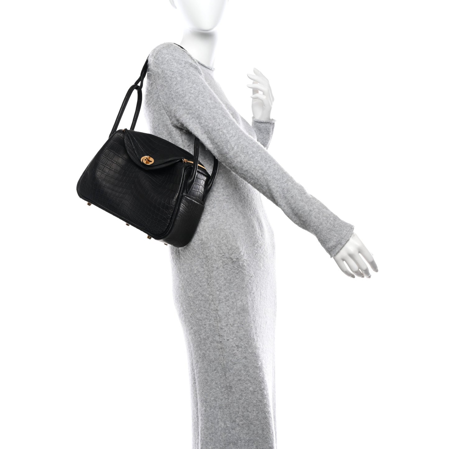 Matte Niloticus Crocodile Lindy 26 Black