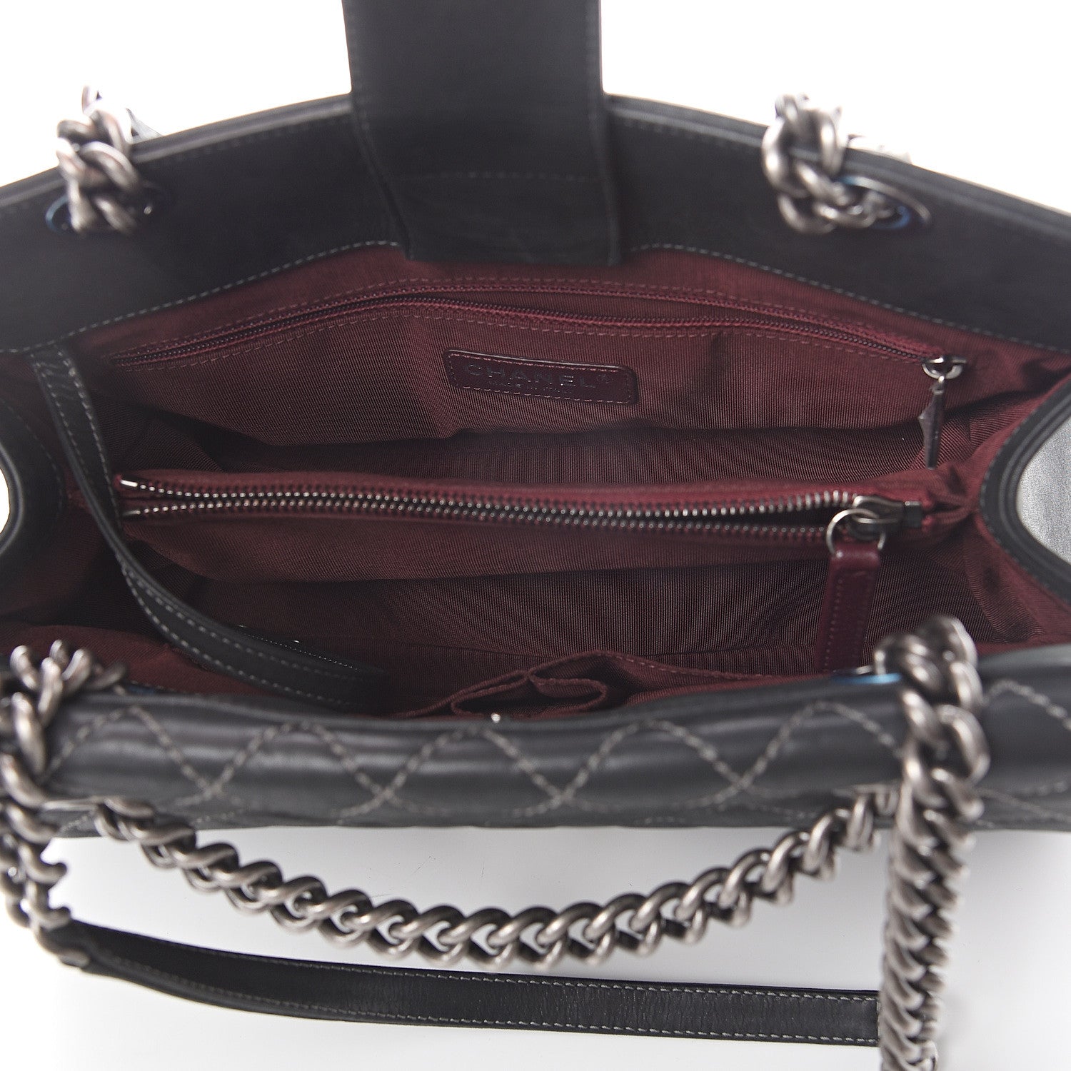 Chanel Calfskin Stitched Large Boy Shopping Tote Black 4 of 9