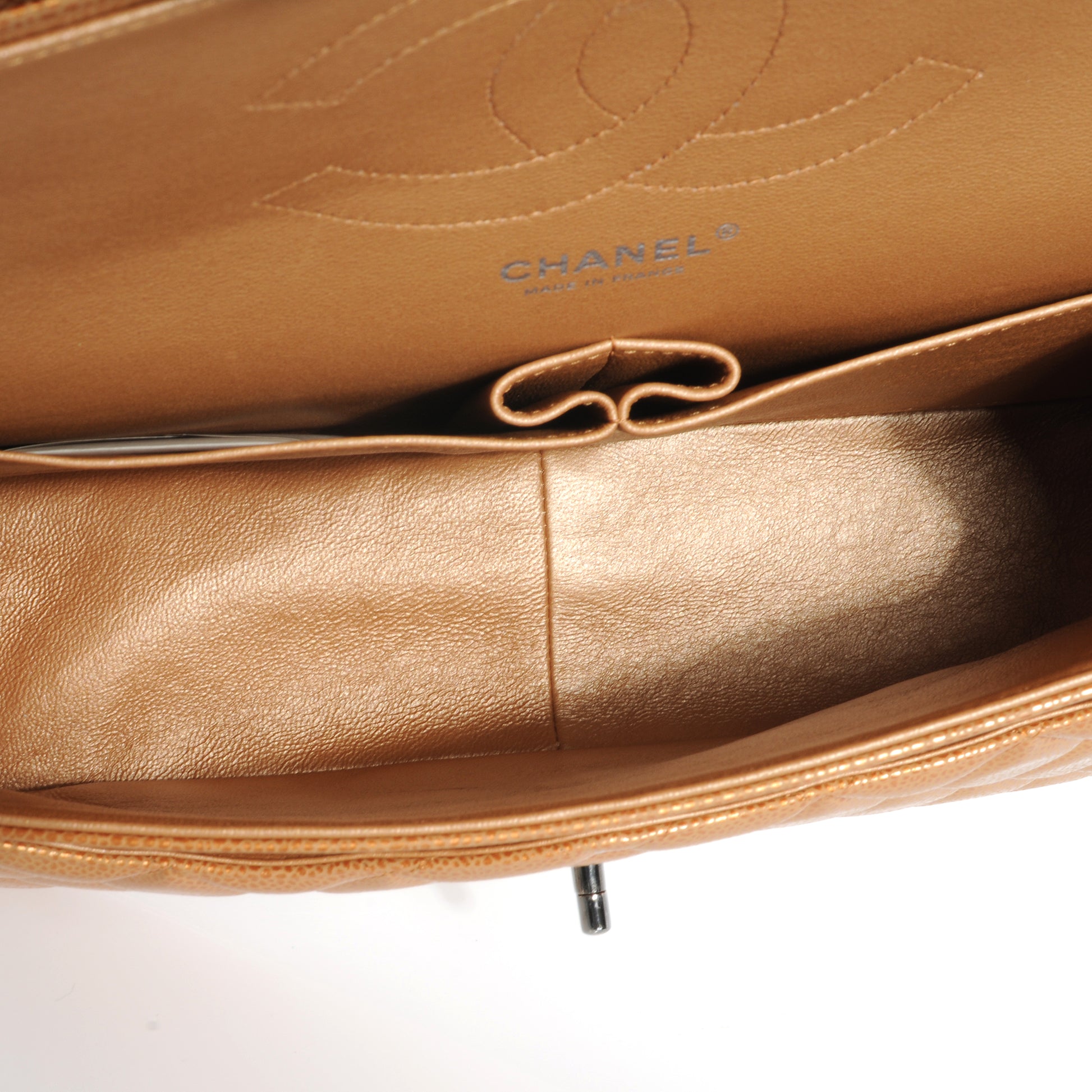 Chanel Metallic Caviar Quilted Jumbo Double Flap Copper 10 of 10