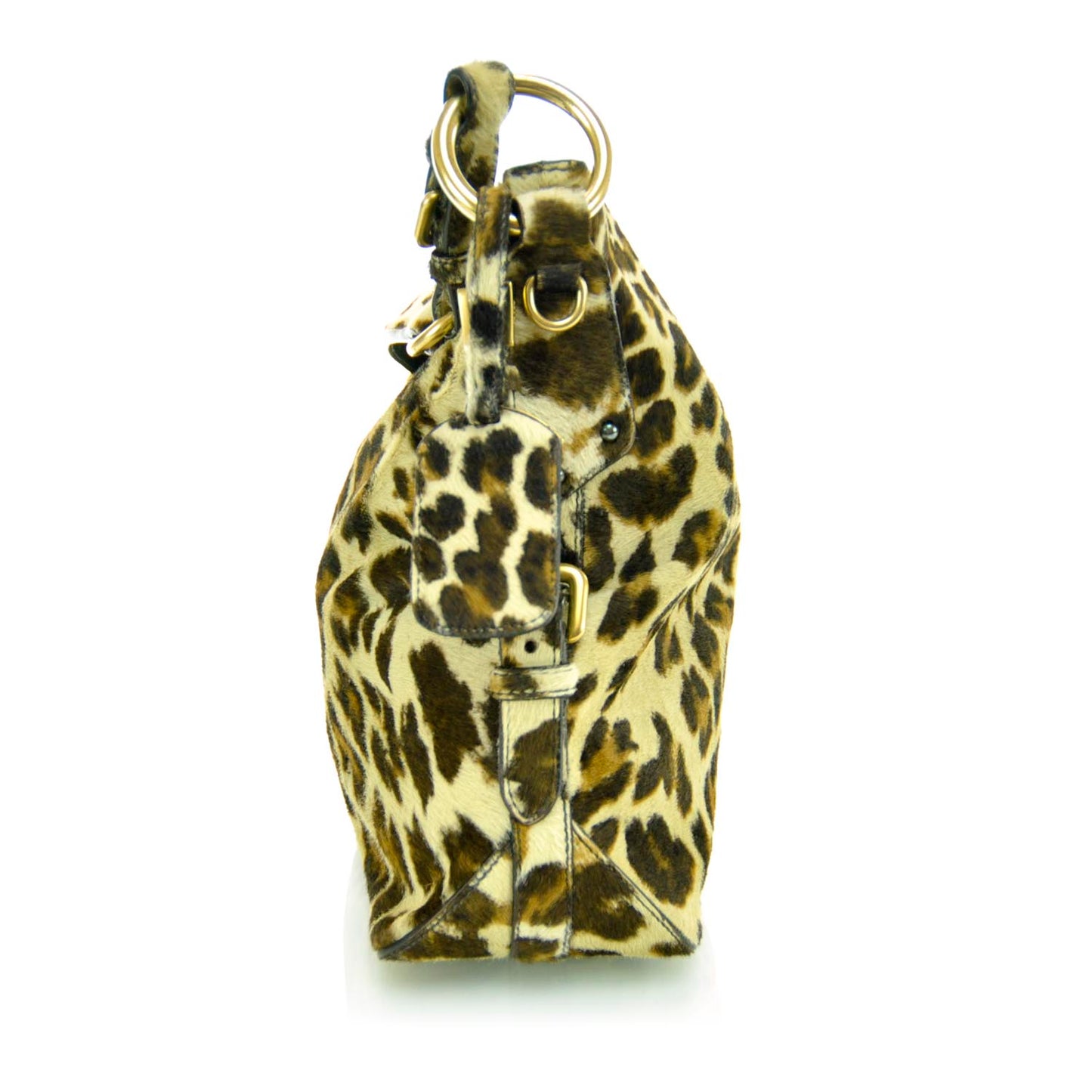 Calf Hair Leopard Print Shoulder Bag