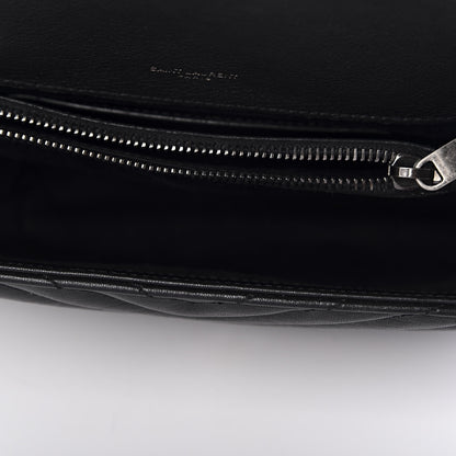 Saint Laurent Sheepskin Matelasse Chevron Monogram Medium College Bag Black 5 of 9