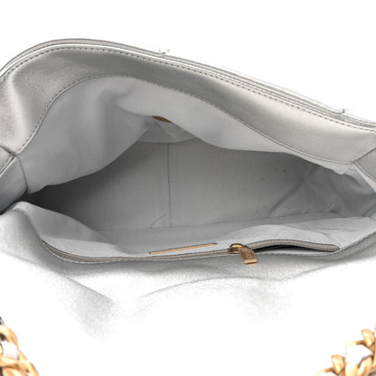 Chanel Metallic Goatskin Quilted Large Chanel 19 Flap Silver 5 of 10
