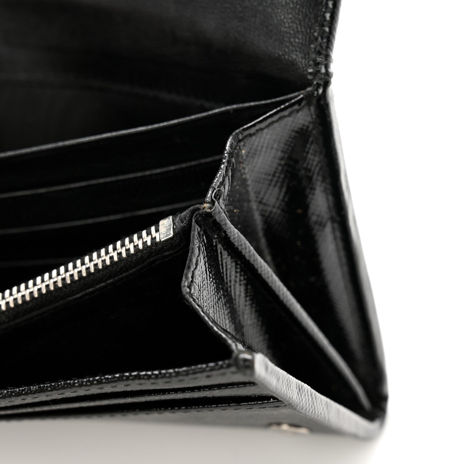 Prada Saffiano Vernice Crystal Studded Flap Wallet Black 13 of 14