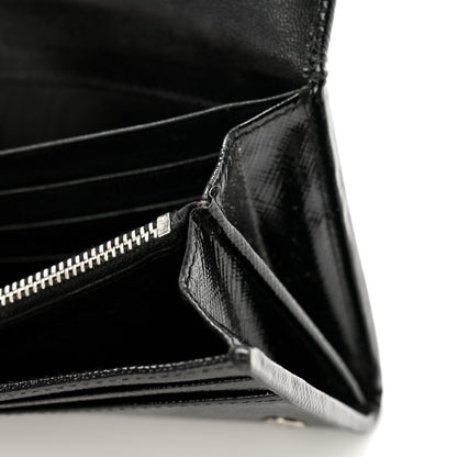 Prada Saffiano Vernice Crystal Studded Flap Wallet Black 13 of 14