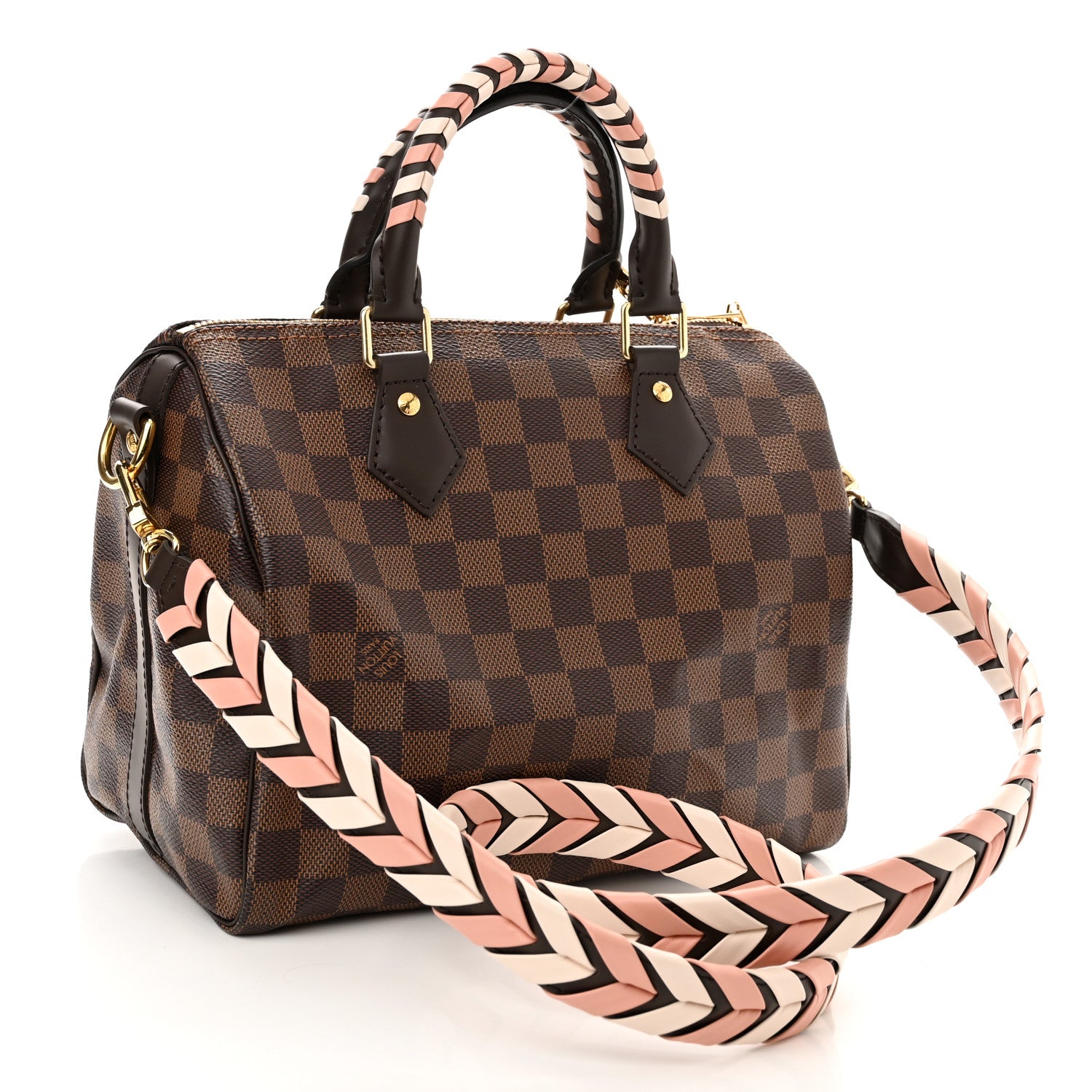 Louis Vuitton Damier Ebene Braided Speedy Bandouliere 25 Pink 3 of 10