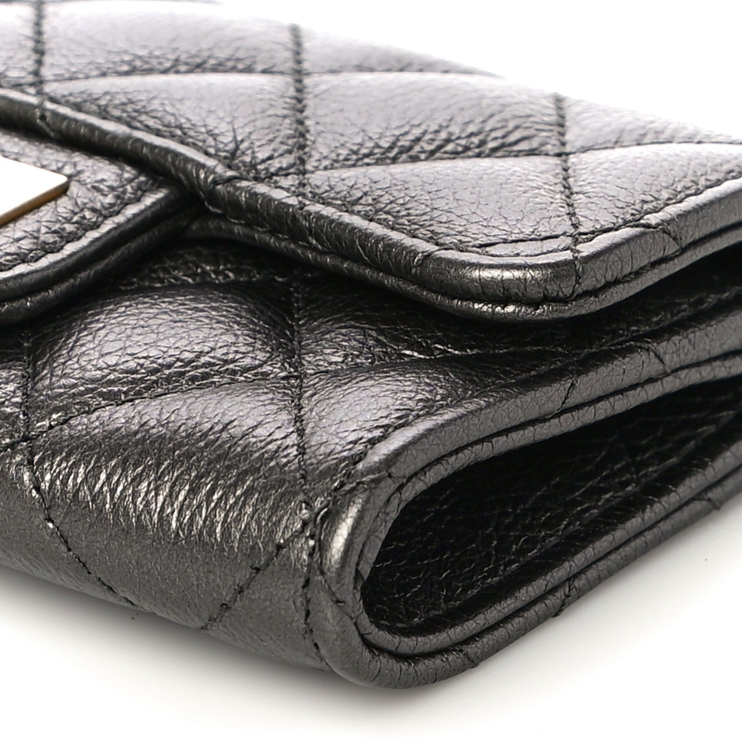 Chanel Metallic Calfskin Quilted Reissue Flap Card Holder Charcoal 11 of 12