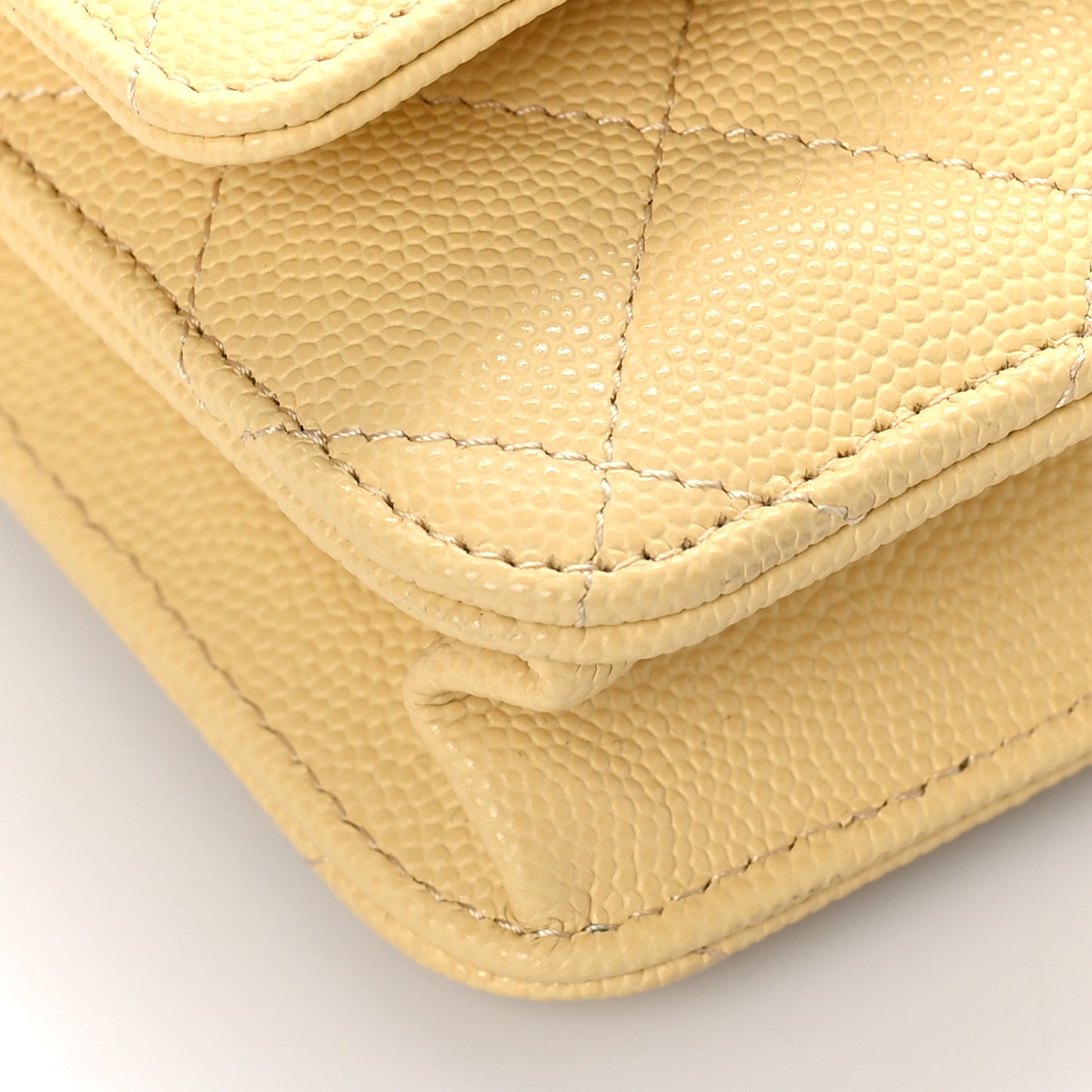 Caviar Quilted Wallet on Chain WOC Yellow
