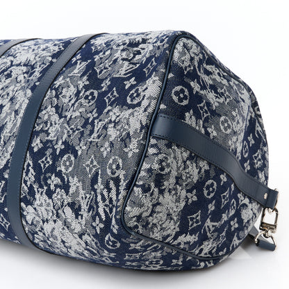 Louis Vuitton Monogram Tapestry Keepall Bandouliere 50 Bleu 10 of 10