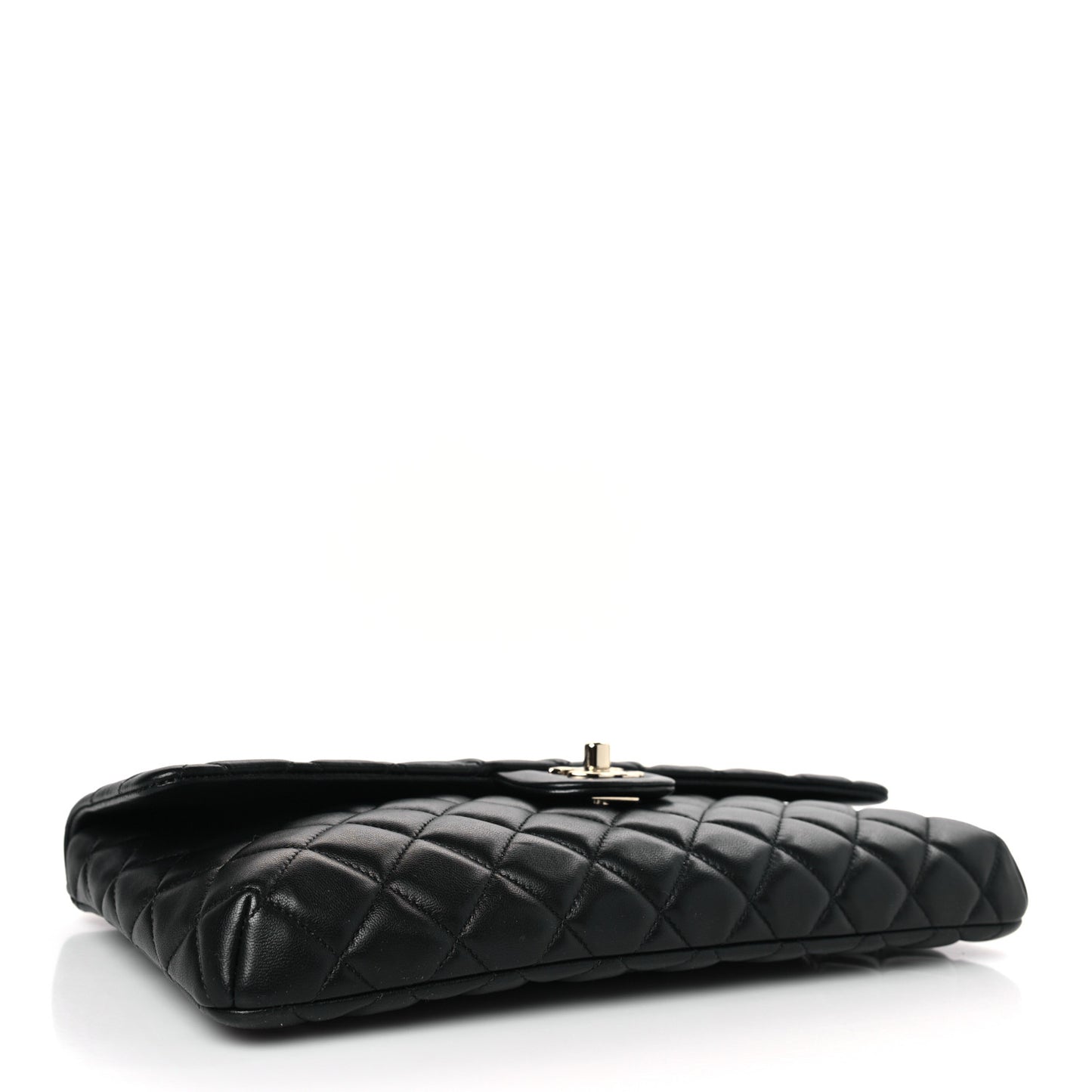 Lambskin Quilted Flap Clutch Black