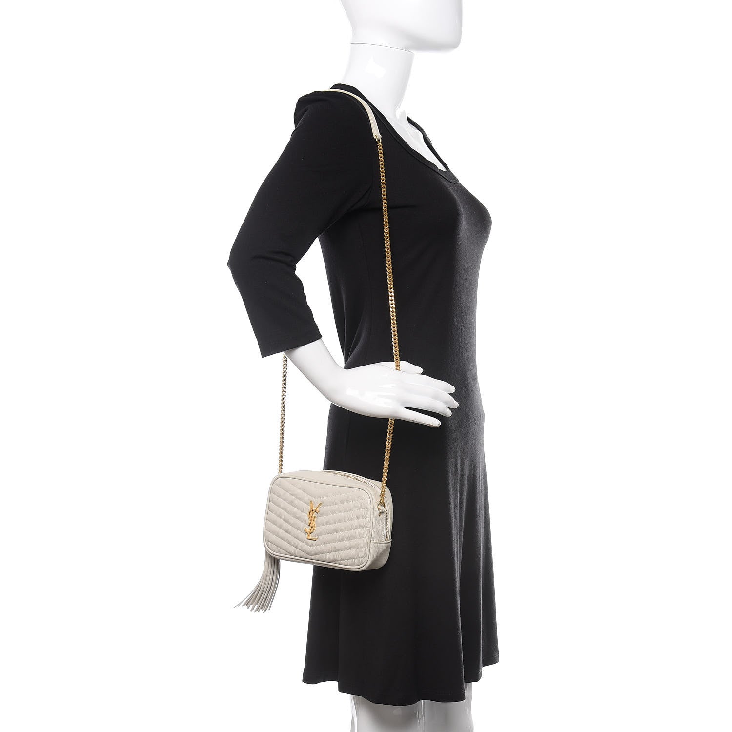 Saint Laurent Grain De Poudre Matelasse Monogram Mini Lou Camera Bag Blanc Vintage 3 of 11