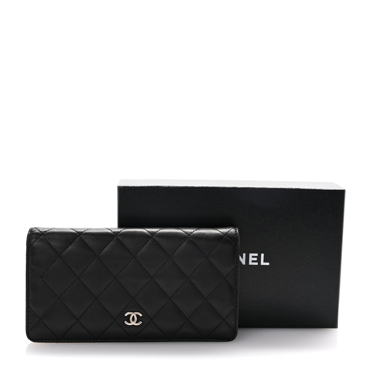 Lambskin Quilted Yen Wallet Black