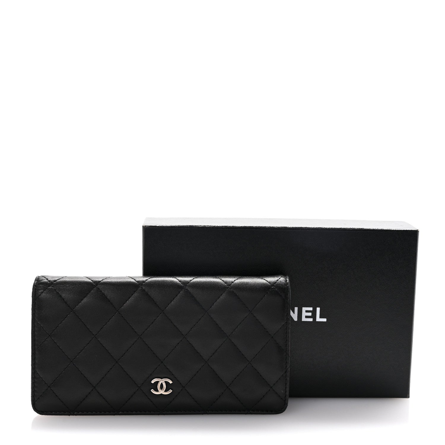 Chanel Lambskin Quilted Yen Wallet Black 9 of 9