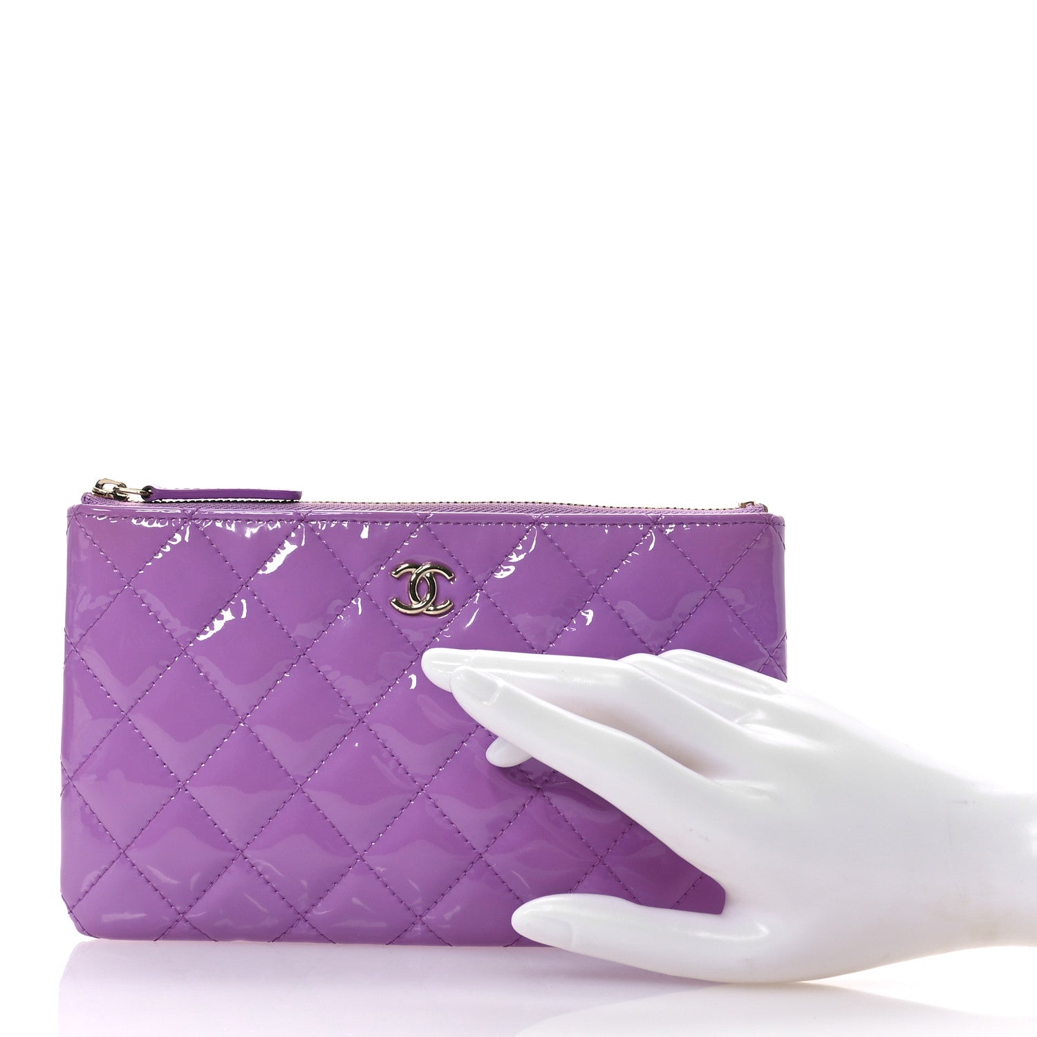 Chanel Patent Quilted Cosmetic Case Purple 2 of 8