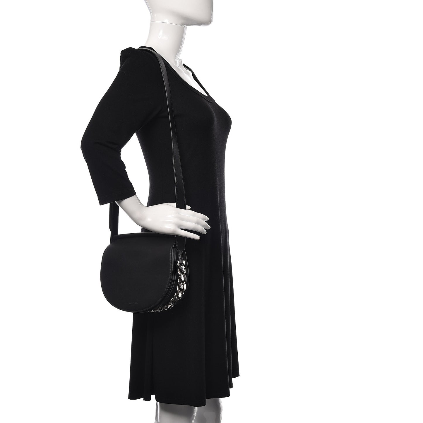 Calfskin Mini Infinity Saddle Bag Black