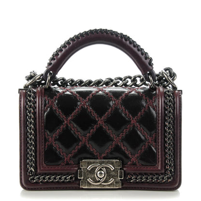Chanel Goatskin Quilted Small Boy Handle Flap Burgundy 1 of 7